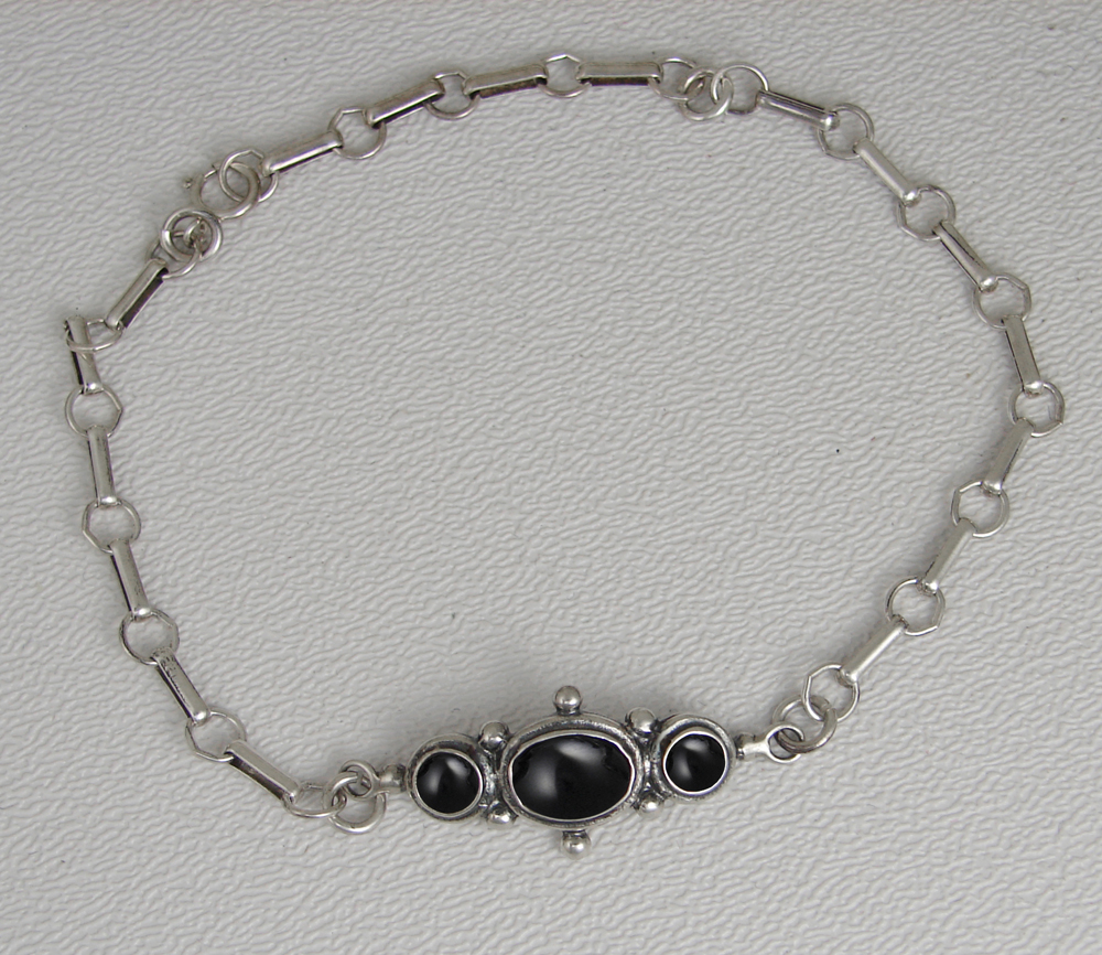 Sterling Silver Victorian Bracelet With Black Onyx